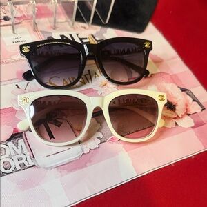 1x Elegant Black or Cream Sunglasses